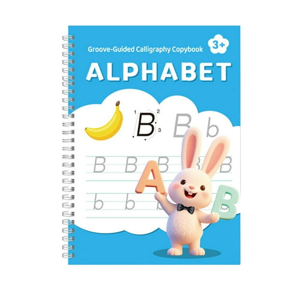 Magic Groove Practice Copybook, Reusable Magic Copybook, Handwriting Exercise Book With Numbers, Letters And Animals Tracing, Coil Spiral Binding, 7.28*10.24 Inches.