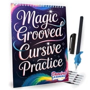Magic Grooved Cursive Handwriting Workbook for Kids, Reusable Writing Practice with Disappearing Ink