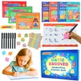 thumbnail image 1 of Magic Grooved Writing Practice for Kids Ages 3-8, Reusable Grooved Handwriting Workbooks，Large-Scale Writing Workbook, Kindergarten Workbook, 10.24 x 7.29 inches (7 Books + Pens), 1 of 7