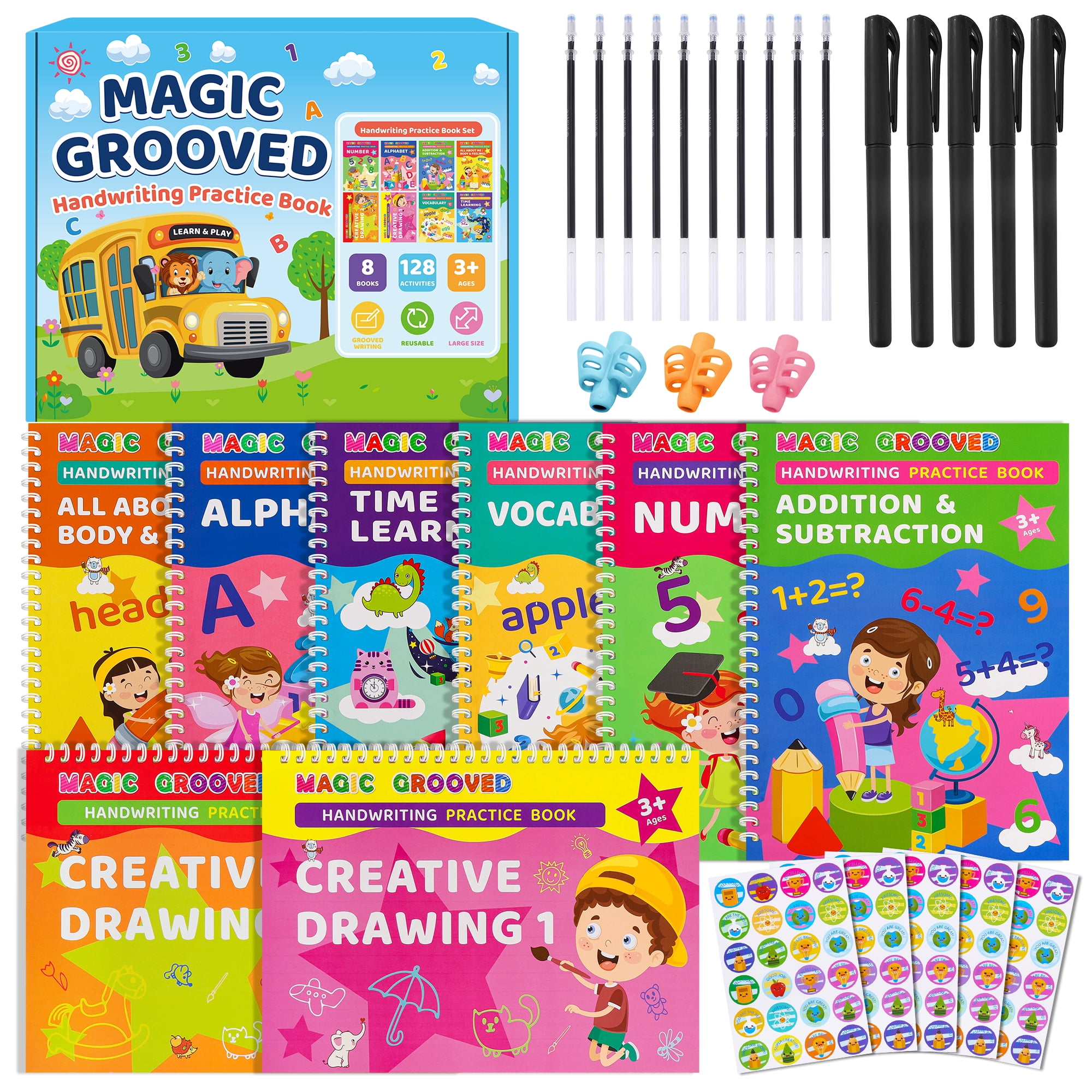 Magic Writer Book Magic Grooved Writing Practice for Kids Ages 3+, Reusable Handwriting ...