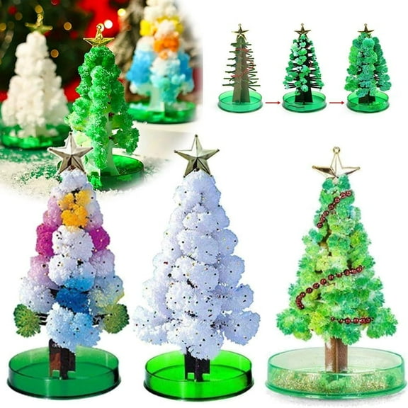 Magic Grow Christmas Tree, Magic Crystal Christmas Tree, Grow a Christmas Tree Kit & Accessories, Magic DIY Blossom Christmas Tree, Colorful DIY Paper Growing Christmas Tree Ornament(Green*1)