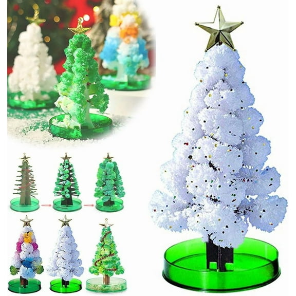 Magic Grow Christmas Tree, Magic Crystal Christmas Tree, Grow a Christmas Tree Kit & Accessories, Magic DIY Blossom Christmas Tree, Colorful DIY Paper Growing Christmas Tree Ornament(Green*1)