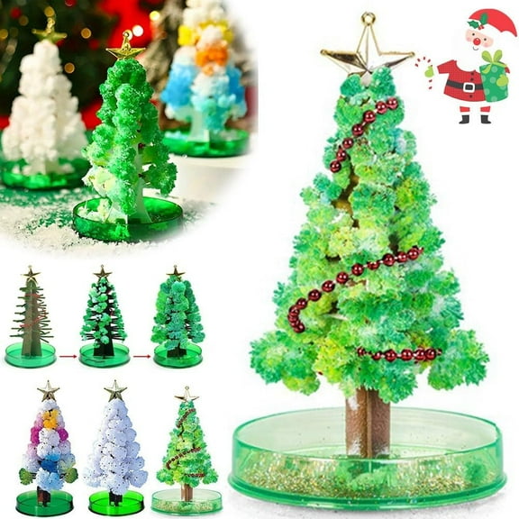 Magic Grow Christmas Tree, Magic Crystal Christmas Tree, Grow a Christmas Tree Kit & Accessories, Magic DIY Blossom Christmas Tree, Colorful DIY Paper Growing Christmas Tree Ornament(Green*1)