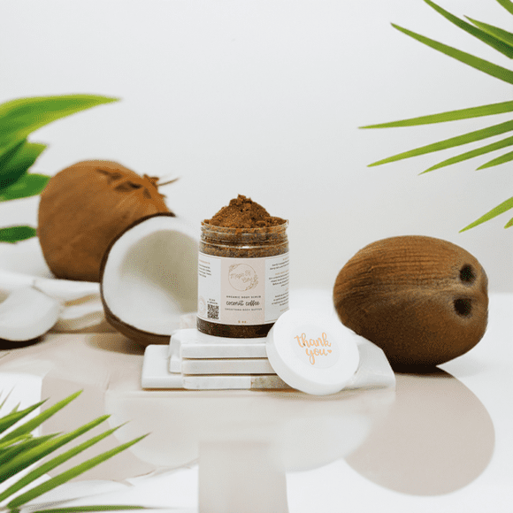 Magic H Care Coconut coffee Body Scrub, CoConut oil +Sweet Almond Oil +Orgainc Brown Sugar 10 fl oz  Exfoliating and smoothing body care