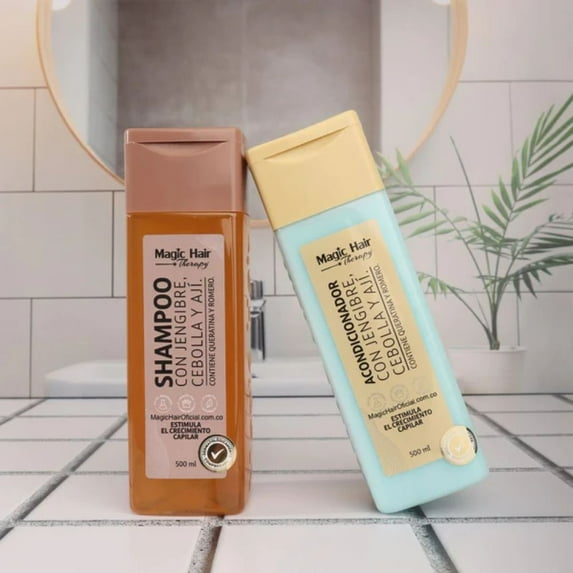 Magic Hair KIT (2 PACK) Magic Hair Shampoo de cebollla con aji y Magic Hair Acondicionador con cebolla jengibre y aji