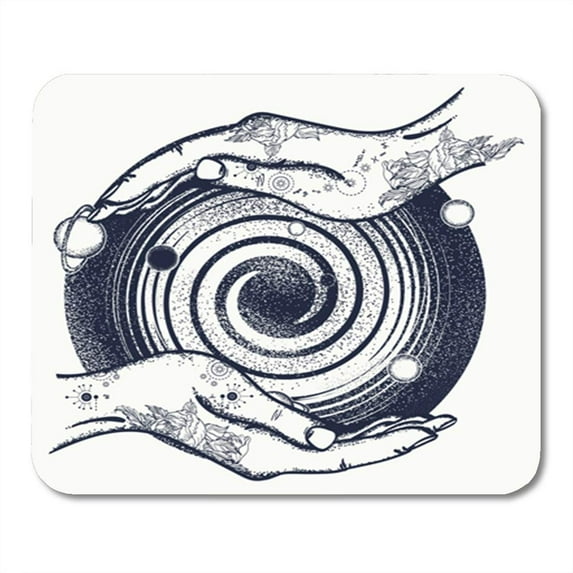 Magic Hands and Universe Black Hole Tattoo and Symbol Space Travel House of Moon Mousepad Mouse Pad Mouse Mat 9x10 inch