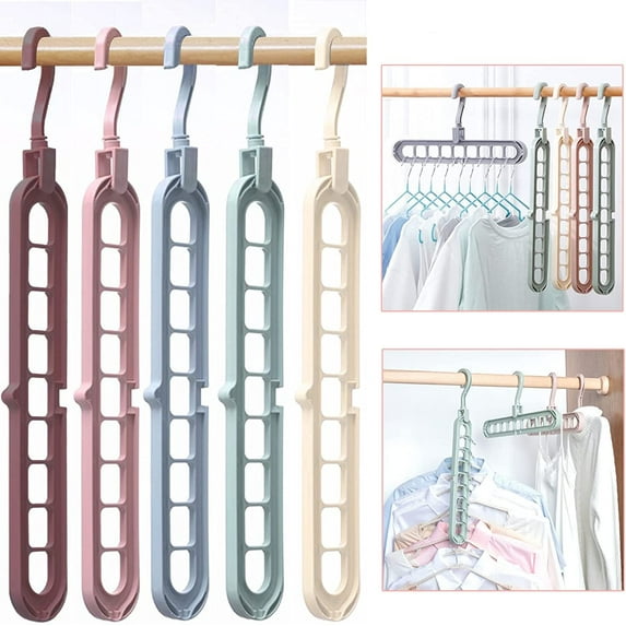 Magic Hanger Organizer, Space Saving Hangers, Multifunctional Storage Hanger, Non-Slip Hangers, Cascading Hangers, Anti-Wrinkle Clothes, Plastic Organizer Hangers (4 Pcs, Pink)
