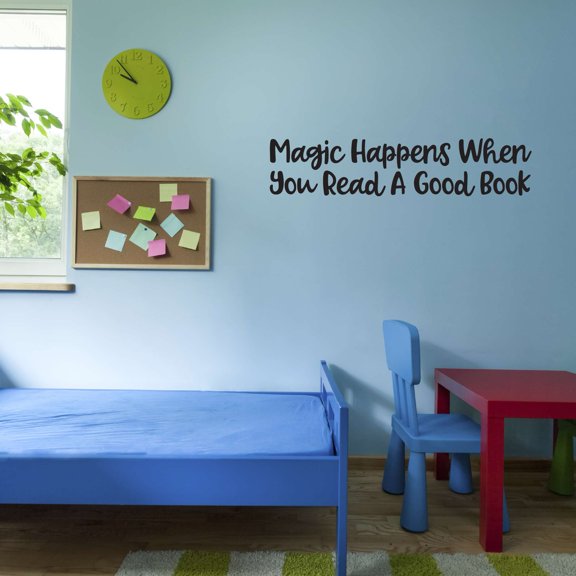 Magic Happens When Read A Book Writing Spelling Story Book Abc Library Read Spell Teacher Classroom Student Holiday Gift Decorating Ideas Bedroom Wall Decal Sticker - Size: 10 In X 2 In