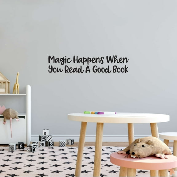 Magic Happens When Read A Book Writing Spelling Story Book ABC Library Read Spell Teacher Classroom Student Holiday Gift Decorating Ideas Bedroom Wall Decal Sticker - Size: 40 In X 8 In