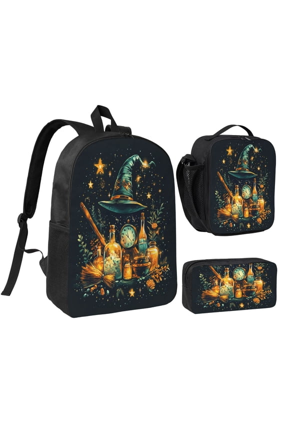 Magic Hat Backpack 17 Inch Set with Lunch Bag and CaseDurableTravel Bag Combo for Work Commuting Daily Use