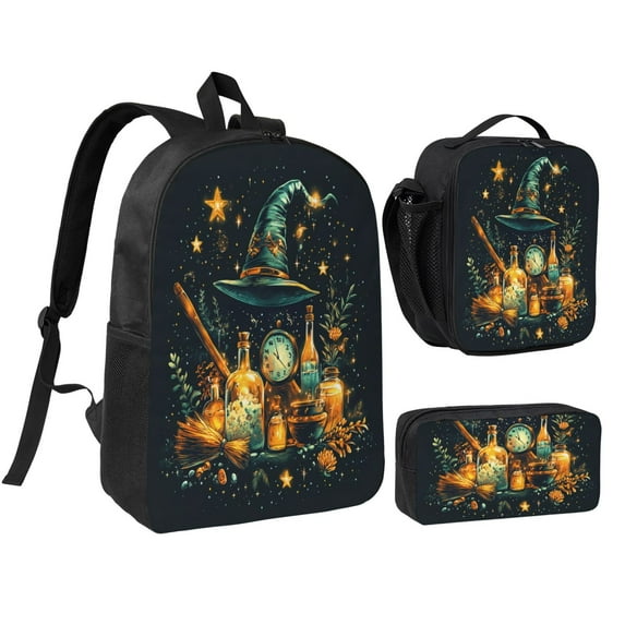 Magic Hat Backpack 17 Inch Set with Lunch Bag and CaseDurableTravel Bag Combo for Work Commuting Daily Use