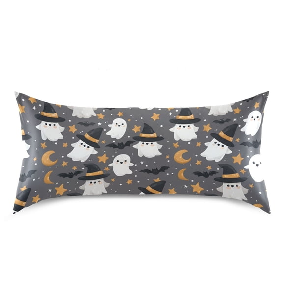 Magic Hat Ghost Pattern Pillow Case Queen Size Silky Satin Pillow Cover for Bedroom 20x30 Inch