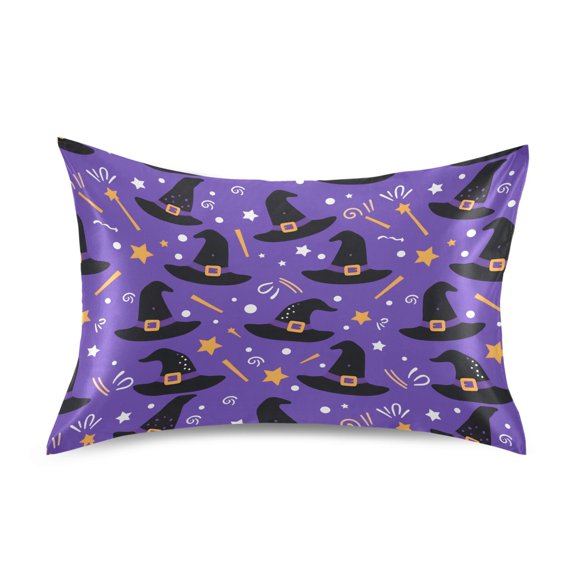 Magic Hat Pattern Pillowcase Queen Size 30''x20'' Satin Double-Sided Print Soft Wrinkle Resistant