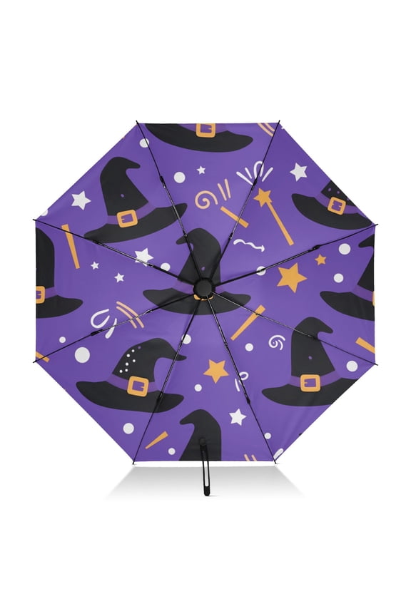 Magic Hat Pattern Umbrella Folding Sun Umbrella Travel Auto Open Close Large UV50+ 40in