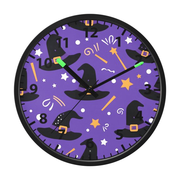 Magic Hat Pattern Wall Clock 12 Inch Voice Activated Night Light Silent Non Ticking