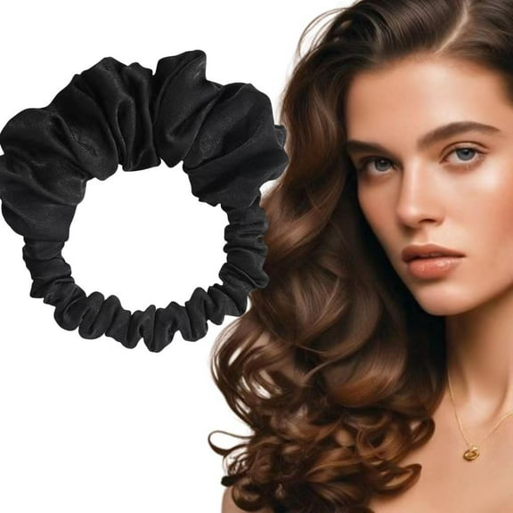 Magic Heatless Curlers for Overnight Waves - No Heat Roller Scrunchie Headband, Big Curly Style for Medium to Long Hair, Bun Hairband (All Black IPC)