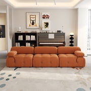 Magic Home 103.95" Modular Sectional Sofa, Modern Flannel Fabric Deep Seat U-Shaped Cloud Couches Orange Couch for Living Room, Apartment, Office, 3-Seat, Orange