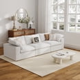 thumbnail image 1 of The Magic Home 118" Sofa Couch, Cloud Modular Sectional Sofa, Modern Linen Deep Comfy Couches for Living Room, Apartment, Office, Washable Replaceable Covers, 3 Seater White Couch, 1 of 17