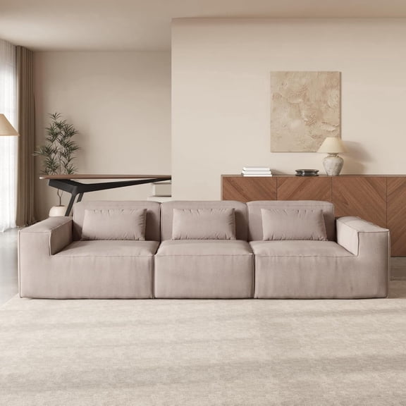 The Magic Home 119" Cloud Sectional Couch, Modern Modular Sofa with Deep Seat, Upholstered Couches for Living Room Bedroom, No Assembly Required, Brown Couch