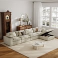 thumbnail image 1 of The Magic Home 157" Sofa Couch, Cloud Modular Sectional Sofa with Removable Storage Ottoman, L Shaped Linen Modern Comfy for Living Room, Apartment, Office, DIY Combination, 4 Seater Khaki Couch, 1 of 15