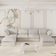 thumbnail image 1 of The Magic Home 162" U shape Modular Sectional Sofa with Movable Ottomans, Modern Hemp Velvet Deep Seat Couches for Living Room, Apartment, Office, 4-Seat, Beige Sofa, 1 of 14