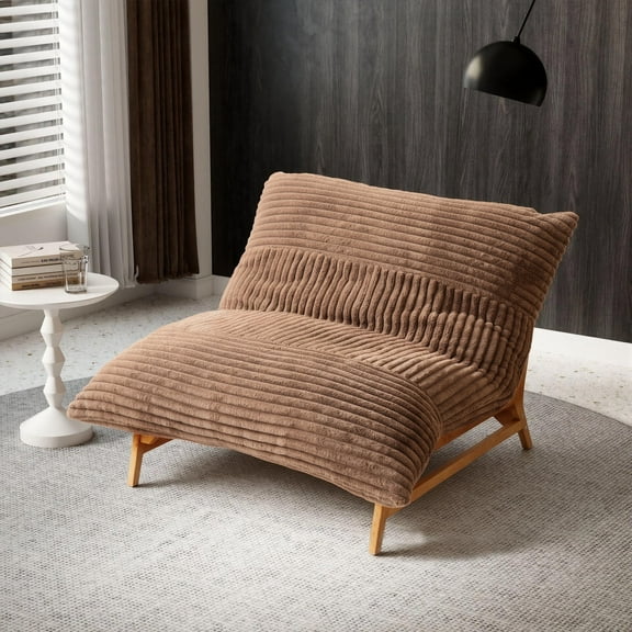 Magic Home 47.24" Oversized Accent Chairs, Sofa Chair, Comfy Recliner Reading Accent Armless Chair for Living Room, Chaise Lounge Chair with Removable Upholstered for Reading Bedroom, Brown