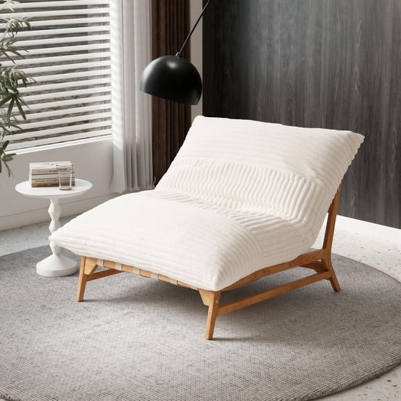 Magic Home 47.24" Oversized Accent Chairs, Sofa Chair, Comfy Recliner Reading Accent Armless Chair for Living Room, Chaise Lounge Chair with Removable Upholstered for Reading Bedroom, Beige