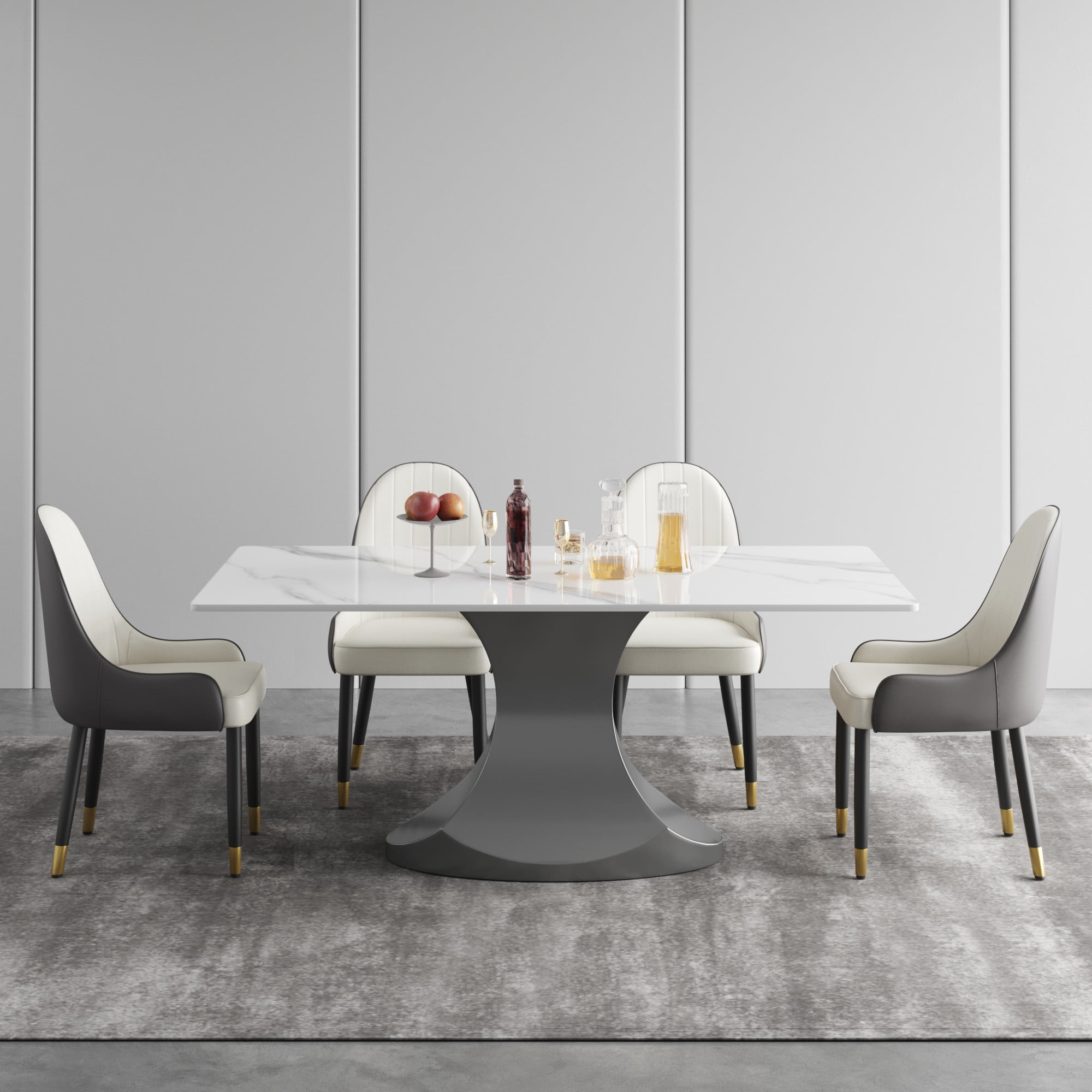 Magic Home 71" Light Luxury Sintered Stone Dining Table for 6 Person ...