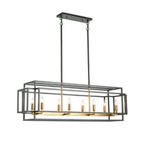Magic Home 8 - Light Kitchen Island Rectangle Chandelier Pendant Light Ceiling Mount