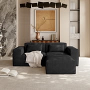 The Magic Home 87" Cloud Sectional Couch with L-Shape Chaise,Modern Modular Sofa with Deep Seat, Upholstered Couches for Living Room Bedroom,No Assembly Required, Black Couch