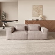 The Magic Home 87" Cloud Sectional Couch, Modern Modular Sofa with Deep Seat, Upholstered Couches for Living Room Bedroom, No Assembly Required, Brown Couch