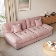 Magic Home 89" Cloud Sofa,Modern Velvet Couch,3-Seat Sofa for Living Room,Apartment and Small Space,Pink