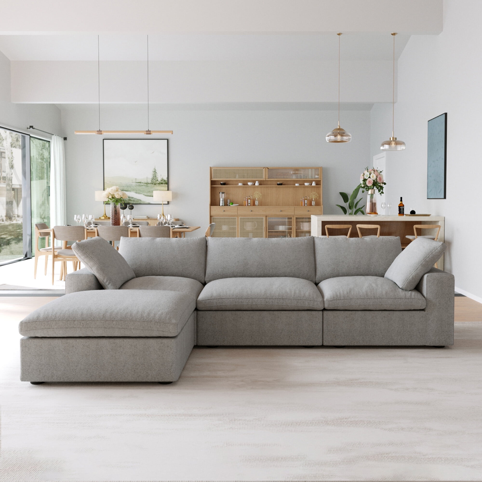 Yoglad Modular L-Shaped Living Room Sofa,Modern Minimalist Comfy Deep Cloud  Couch 2pcs Free Combination,For Living Room Furniture Sets