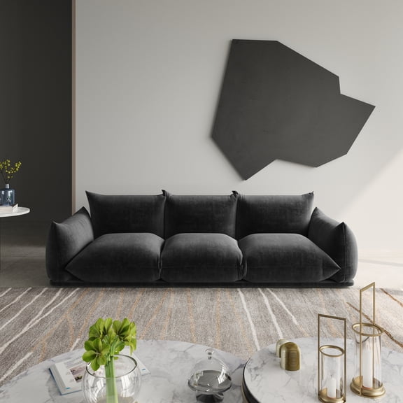 Magic Home Modular Sectional Sofa Floor Sofa Foam Couch L-Shaped Sofa Chenille Couch 3-Seat Sofa Sectional Couch for Living Room,Black