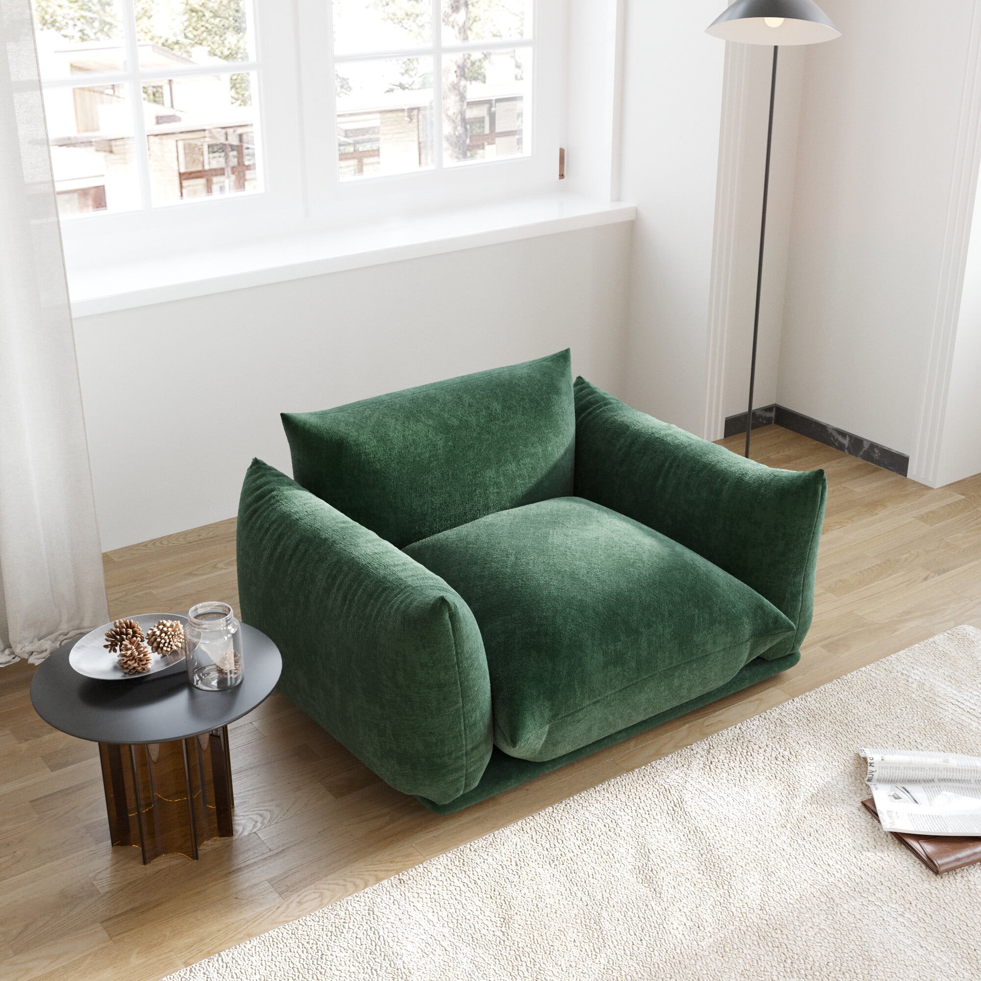 Green chenille sale sofa