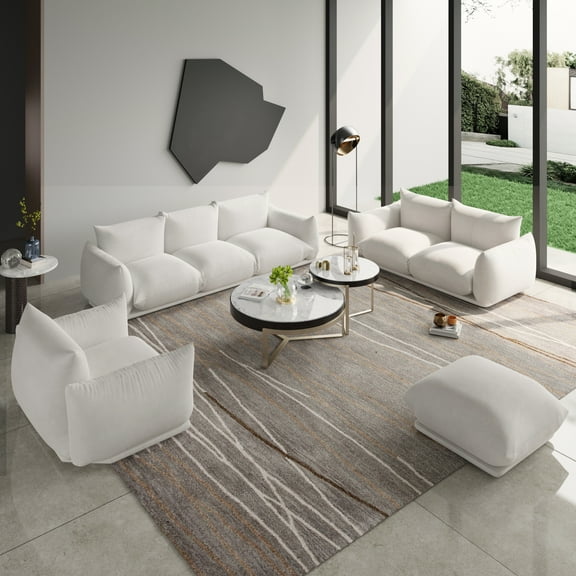 Magic Home Convertible Sectional Sofa Modular Couch Floor sofas Foam Couch L-Shaped Modern Sectional Sofas Chenille Modular Sofas Beige Sectional Sofas for Living Room Sets Sectional, Beige