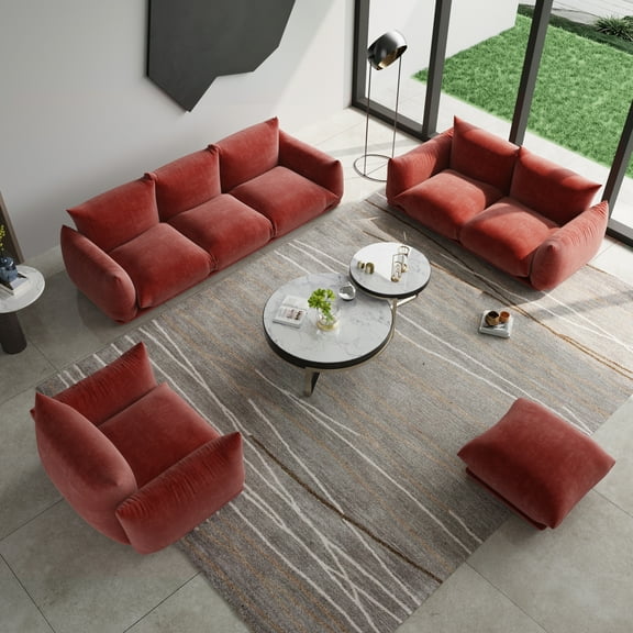Magic Home Convertible Sectional Sofa Modular Couch Floor sofas Foam Couch L-Shaped Modern Sectional Sofas Chenille Modular Sofas Orange Sectional Sofas for Living Room Sets Sectional, Orange