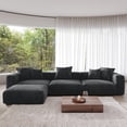 thumbnail image 1 of Magic Home Convertible Sectional Sofa Modular Couch,L-Shaped Modern Corduroy Sofa with Pillows for Living Room,Apartment and Small Space,3-Seat Sofa with one Ottoman,Black, 1 of 15