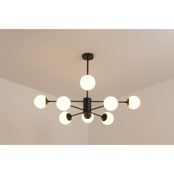 Magic Home Industrial Traditional Vantage Sputnik Modern Linear Chandelier with Shade Ceiling Mount 8 - Light 6 - Light E26 Adjustable Hanging Height