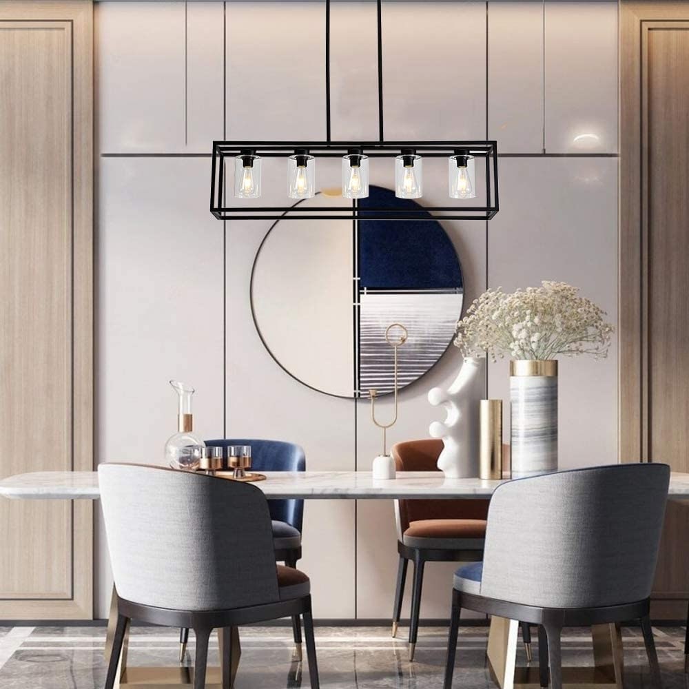 Image showcasing Magic Home Luxury Industrial Chic Island/Linear Chandelier with Modern ...