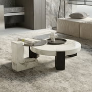Magic Home Modern Nesting Coffee Table,Round Coffee Table Set of 2 for Living Room and Small Spaces,White