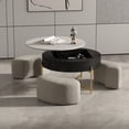 thumbnail image 1 of Magic Home Modern Round Coffee Table with Storage,Lift-Top Coffee Table Nesting Sofa Table with 3 Stools Space-Saving Multiple Purpose,Black, 1 of 10