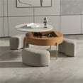 thumbnail image 1 of Magic Home Modern Round Coffee Table with Storage,Lift-Top Coffee Table Nesting Sofa Table with 3 Stools Space-Saving Multiple Purpose,White, 1 of 10