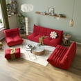 thumbnail image 1 of Magic Home Modern Sectional Sofa Togo Sofa Lazy Sofa Foam Couch Floor Sofa Velvet Couch for Living Room and Apartment,6 Seat Sofa and Ottoman,Red, 1 of 11