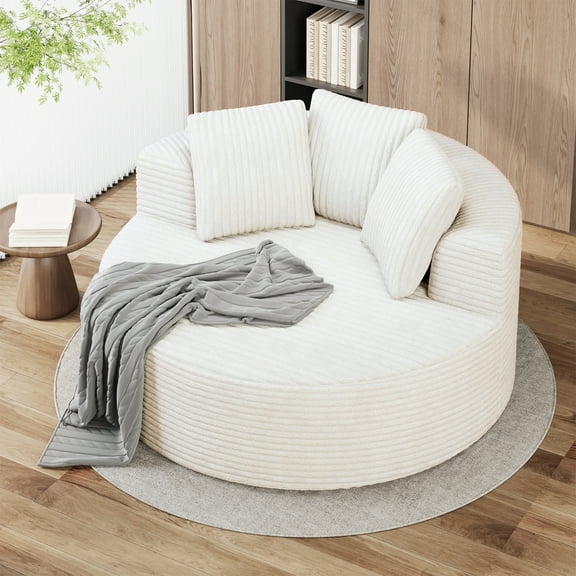 Magic Home Modern Lazy Sofa Foam Couch Sectional Sofa Togo Sofa Floor Sofa for Bedroom,Living Room,Apartment and Small Space,Single Seat Sofa,Beige