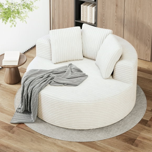 Magic Home Modern Lazy Sofa Foam Couch Sectional Sofa Togo Sofa Floor Sofa for Bedroom,Living Room,Apartment and Small Space,Single Seat Sofa,Beige