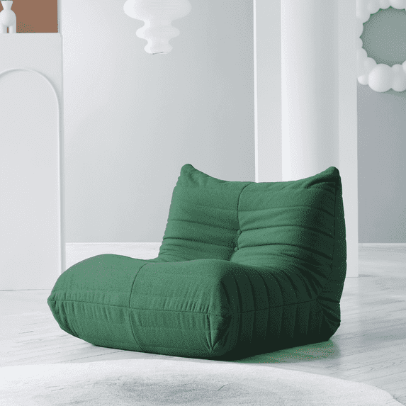 Modern Sectional Sofa Togo Sofa Lazy Sofa Foam Couch Floor Sofa for Bedroom,Living Room,Apartment and Small Space,Single Seat Sofa,Green