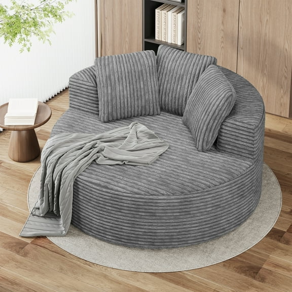 Magic Home Modern Lazy Sofa Foam Couch Sectional Sofa Togo Sofa Floor Sofa for Bedroom,Living Room,Apartment and Small Space,Single Seat Sofa,Gray