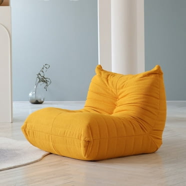 Magic Home Modern Sectional Sofa Togo Sofa Lazy Sofa Foam Couch Floor Sofa for Bedroom,Living Room,Apartment and Small Space,Single Seat Sofa,Yellow