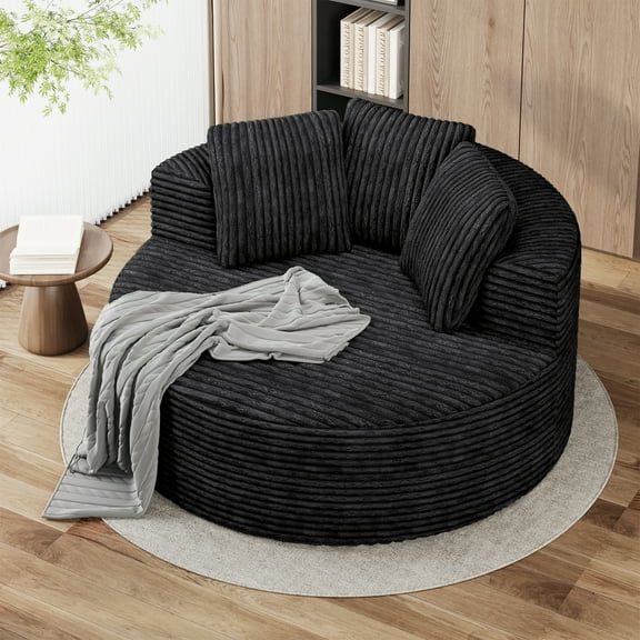 Magic Home Modern Lazy Sofa Foam Couch Sectional Sofa Togo Sofa Floor Sofa for Bedroom,Living Room,Apartment and Small Space,Single Seat Sofa,Black